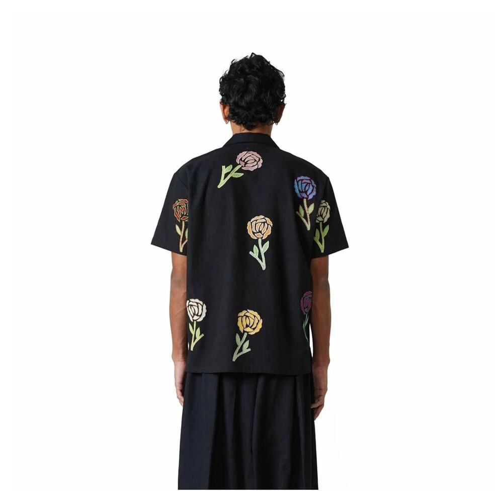 Nor Black Nor White Icicle Embroidered Flowers Black Shirt Size XS - Picture 3 of 8
